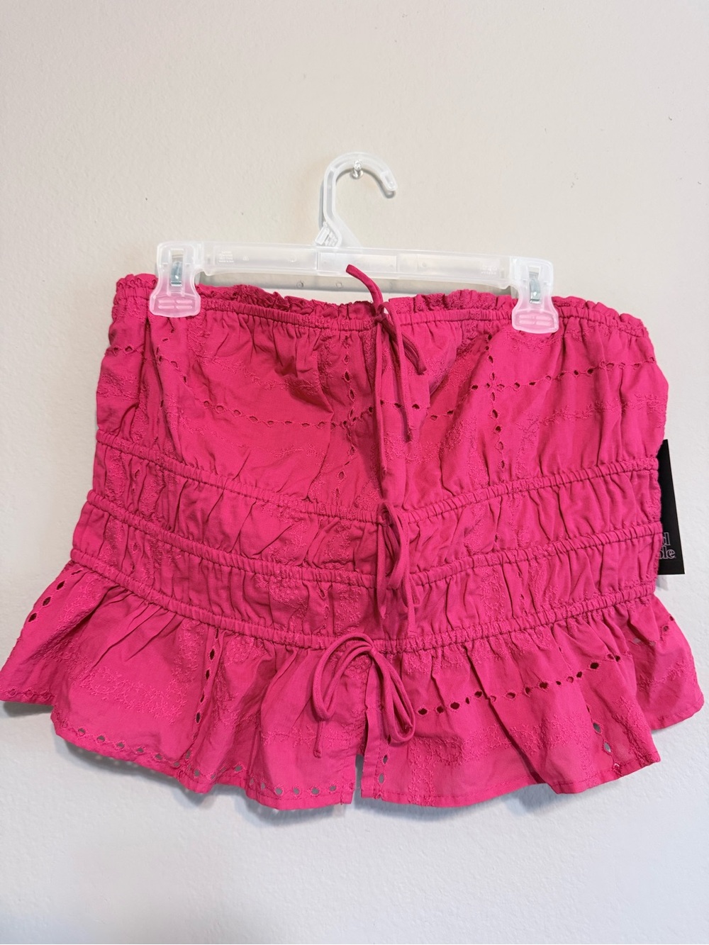 Cotton Red Eyelet Strapless Top
